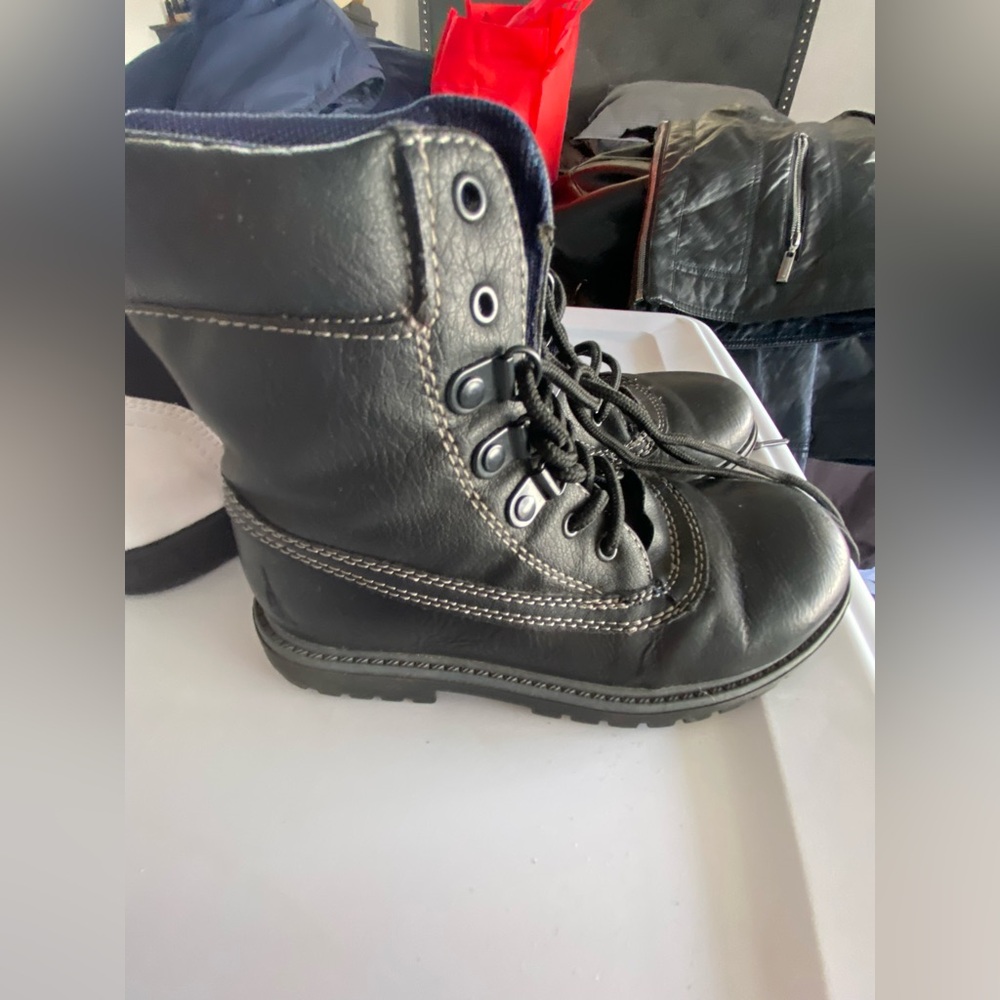 Nautica Kids Black Leather Boots